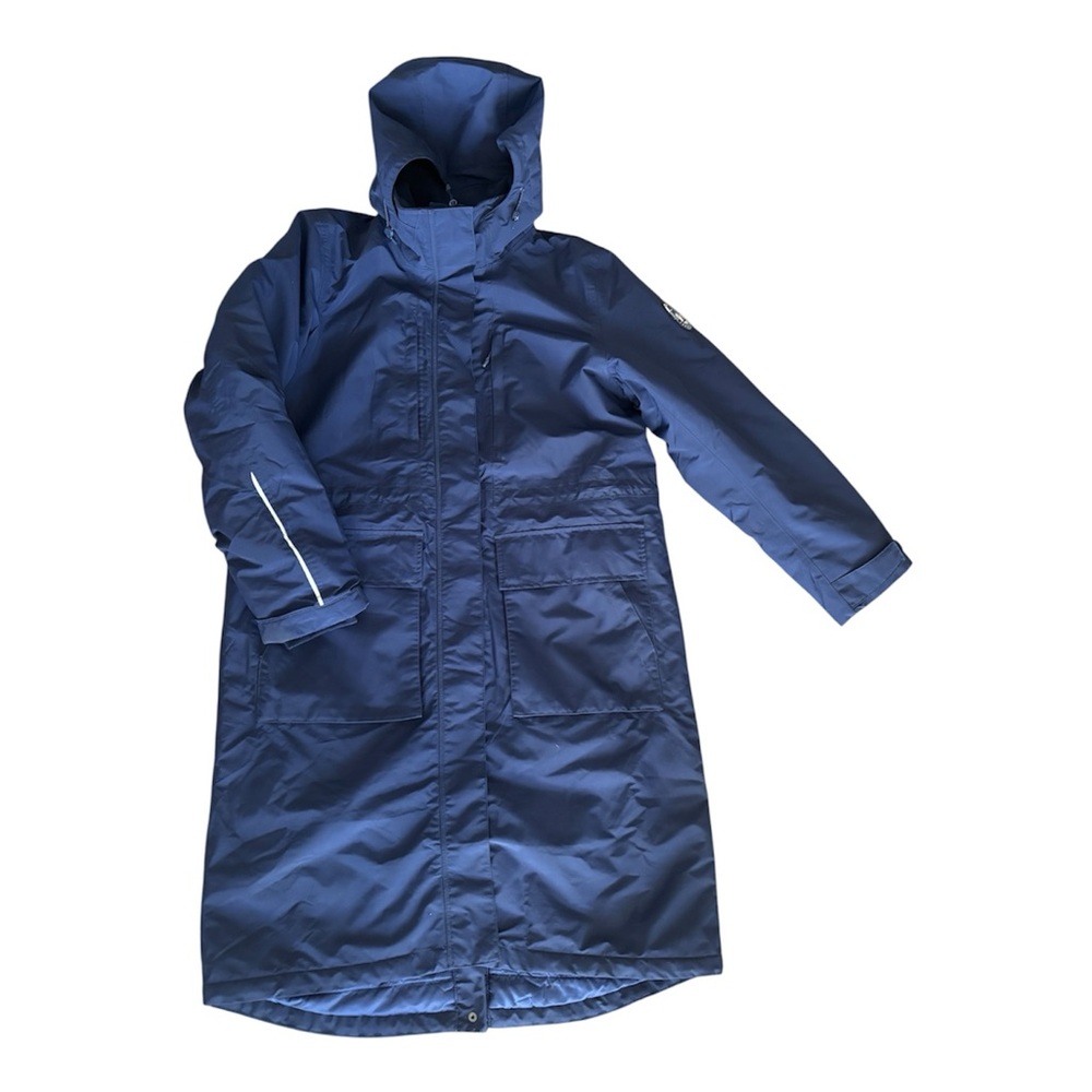 Lands' End Long Navy Blue Ski Snow Jacket with Hood